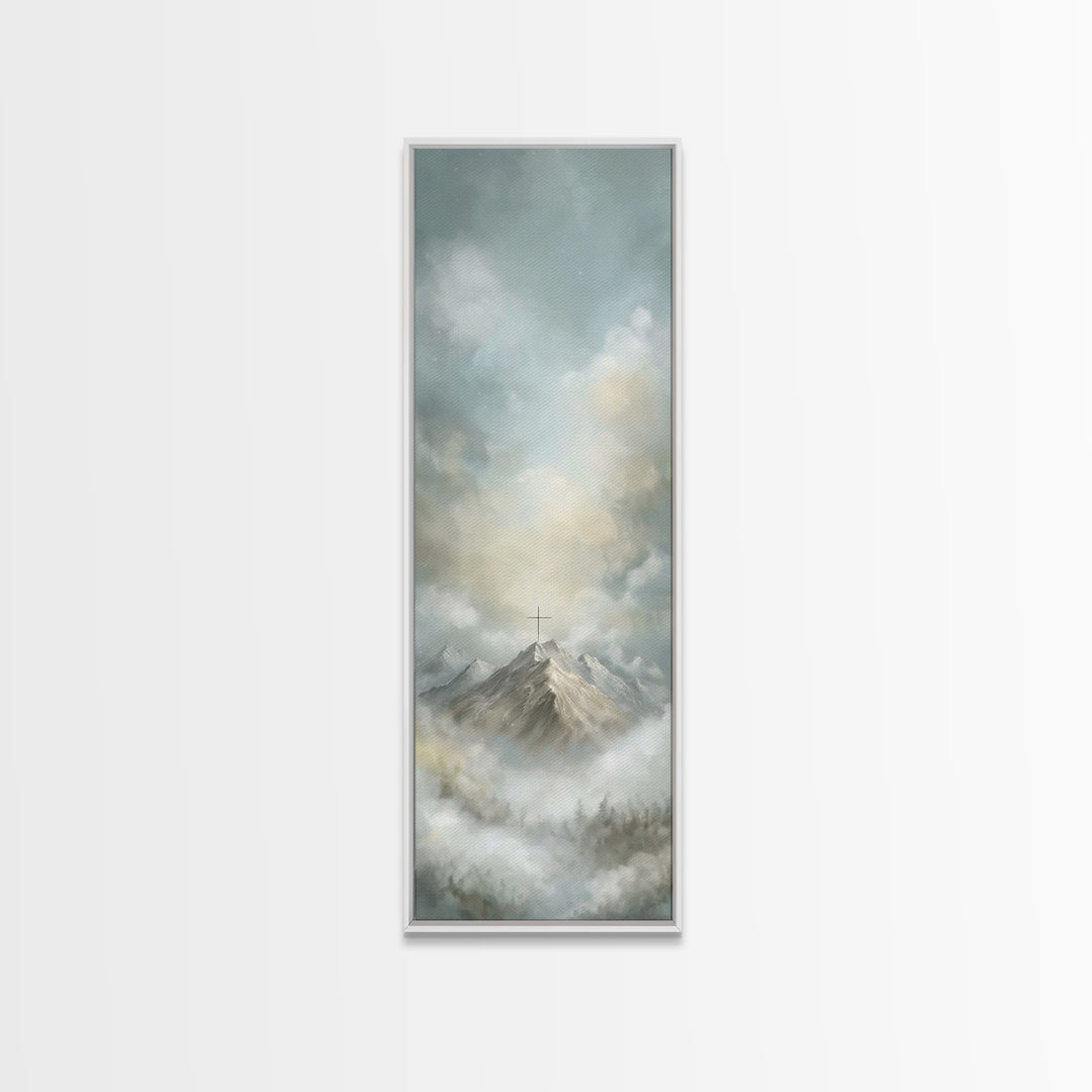 Faith On High – Framed Canvas Print – Tall Narrow Wall Art – Christian Art Canvas – Christian Painting – Christian Art Print – Christian Ch