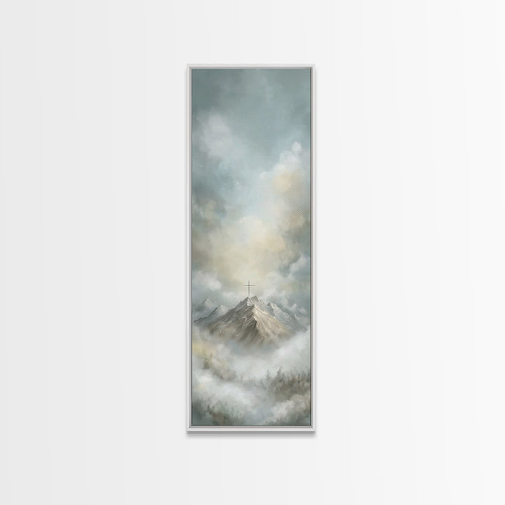 Faith On High – Framed Canvas Print – Tall Narrow Wall Art – Christian Art Canvas – Christian Painting – Christian Art Print – Christian Ch