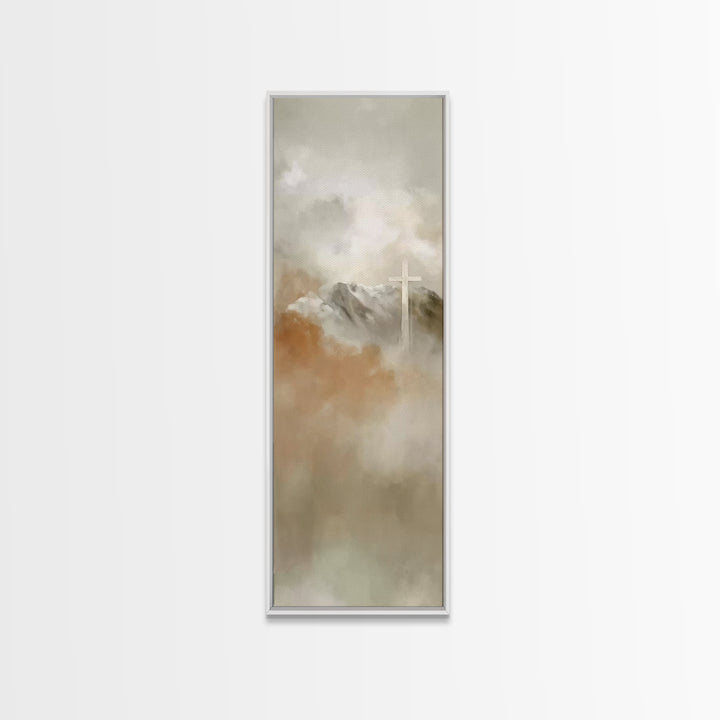 Heavenly Peaks Glory – Framed Canvas Print – Skinny Art – Christian Wall Art – Christian Art Gift – Christian Painting – Christmas Art