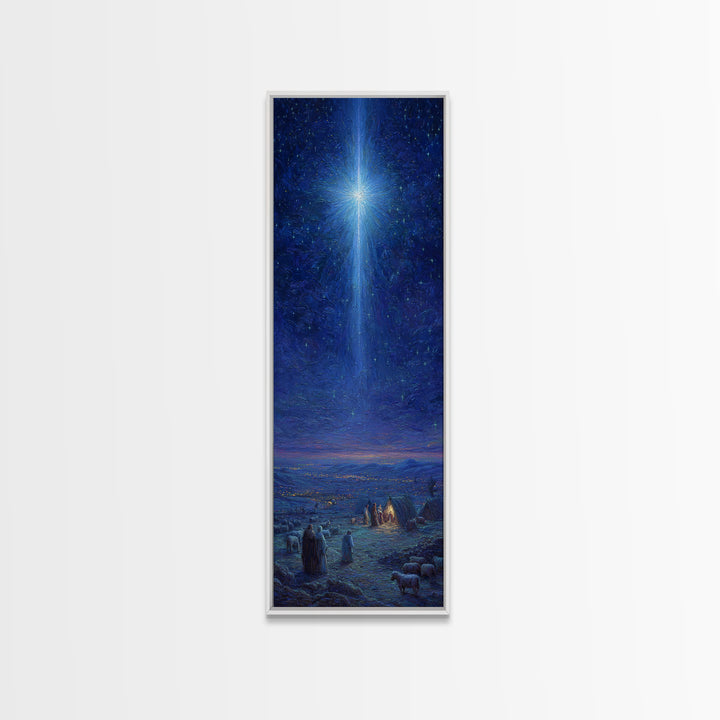 The Guiding Star - Framed Canvas Print - Christian Wall Art - Jesus Painting - Christian Christmas Art - Tall Skinny Art Print - Faith Art