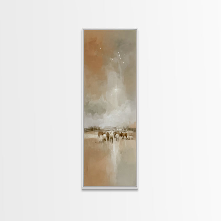 Celestial Promise - Framed Canvas Print - Christian Wall Art - Christian Art - Skinny Art - Christian Christmas Art - Jesus Painting - Chri