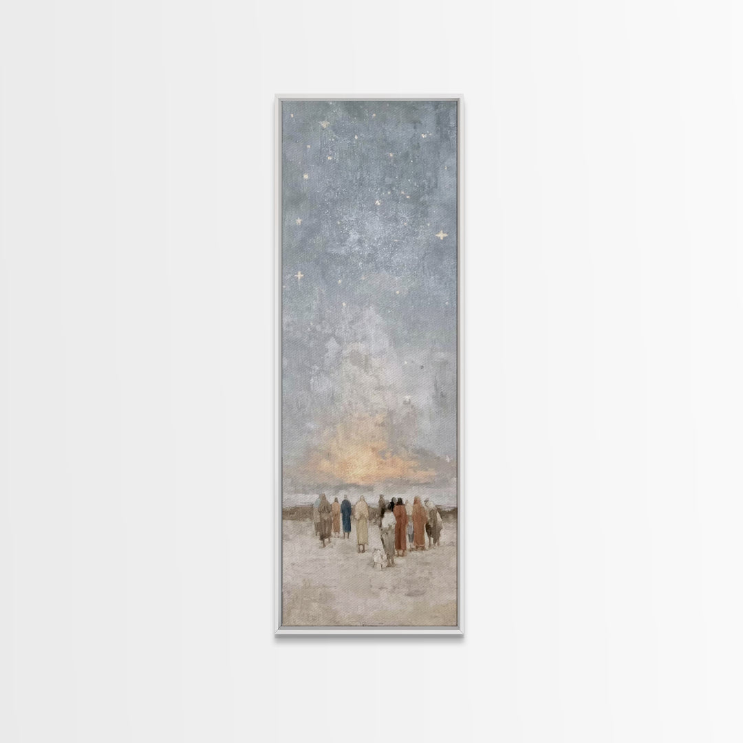 Star Of Peace - Framed Canvas Print - Christian Christmas Art - Christian Art Canvas - Jesus Painting - Christian Wall Art - Narrow Art - C
