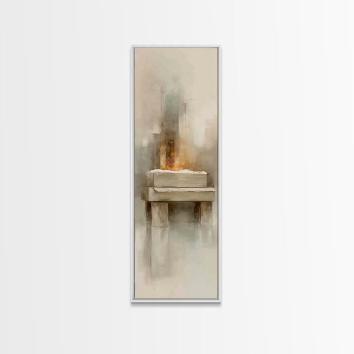 Winter Nativity Light - Framed Canvas Print - Christian Wall Art - Christian Christmas Art - Tall Narrow Wall Art - Christian Art Canvas -