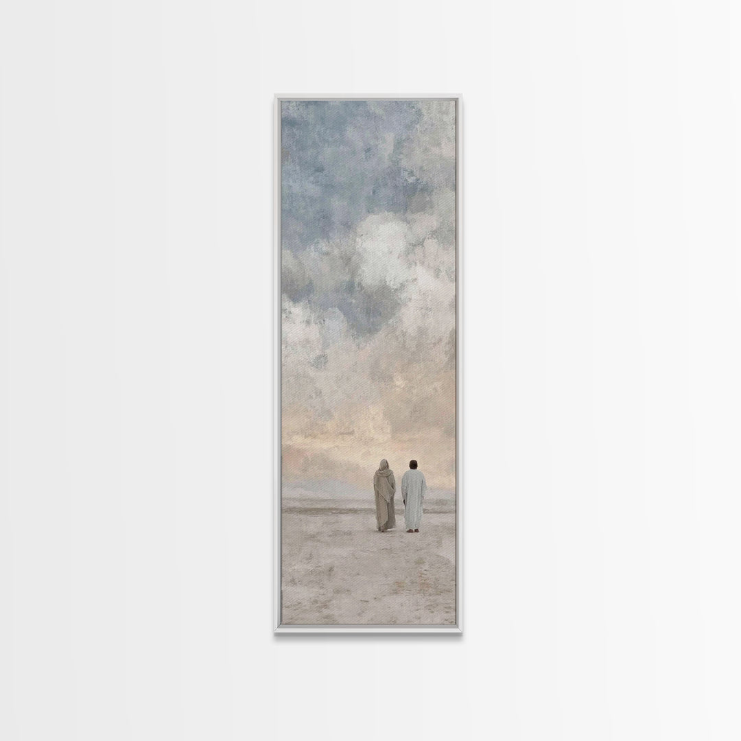 Walk In Faith – Framed Canvas Print – Tall Skinny Art Print – Christian Art – Christian Wall Art – Christian Art Canvas – Minimalist Christ