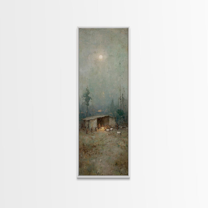 Shepherds In Wonder – Framed Canvas Print – Christian Art Canvas – Christian Wall Art – Jesus Painting – Tall Narrow Wall Art – Christian C