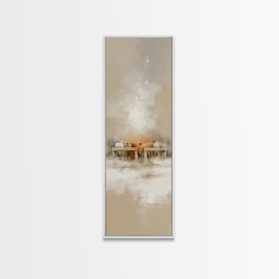Shepherds At Dawn – Framed Canvas Print – Christian Wall Art – Jesus Painting – Christian Art Canvas – Tall Narrow Wall Art