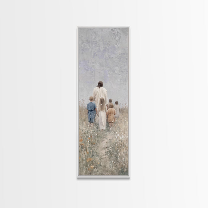 Path Of Grace, Framed Canvas Print, Christian Art Canvas, Jesus Painting, Christian Wall Art, Skinny Art, Christian Christmas Art