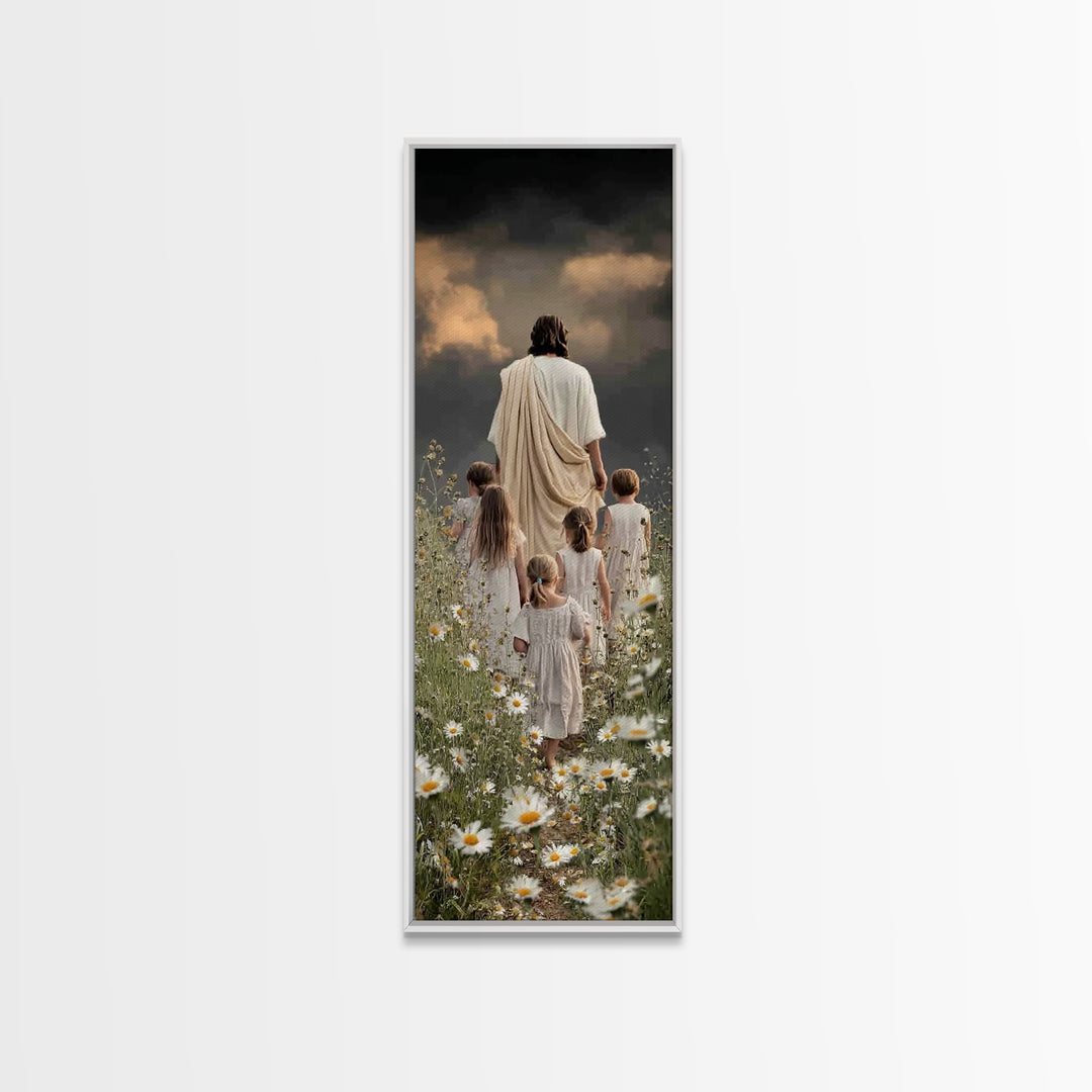 Walk In Faith | Framed Canvas Print | Christian Art Canvas | Christian Wall Art | Jesus Painting | Skinny Art