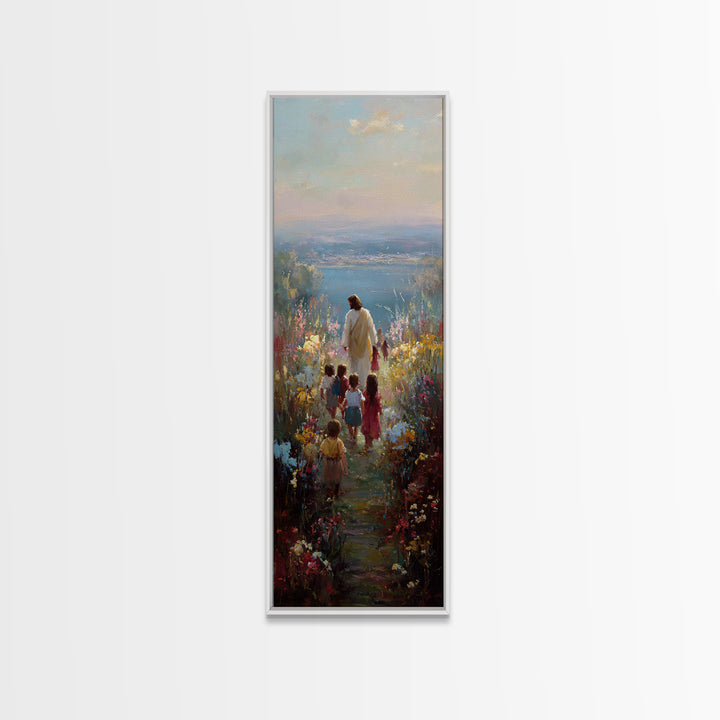 Horizon Of Peace, Framed Canvas Print, Christian Wall Art, Christian Art Canvas, Jesus Painting, Narrow Art