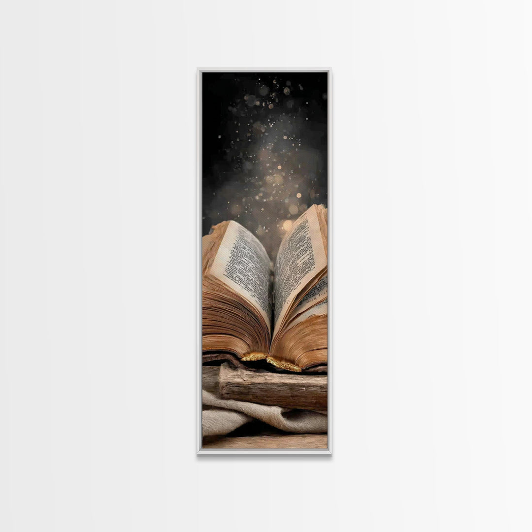 Bible Of Light – Framed Canvas Print – Tall Narrow Wall Art – Christian Art – Christian Art Canvas – Christian Wall Art – Christian Art Pri