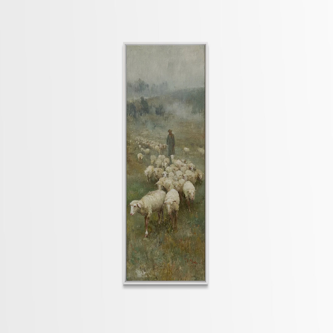 Gentle Shepherd Path – Framed Canvas Print – Christian Wall Art – Jesus Painting – Narrow Art – Christian Christmas Art – Christian Decor F