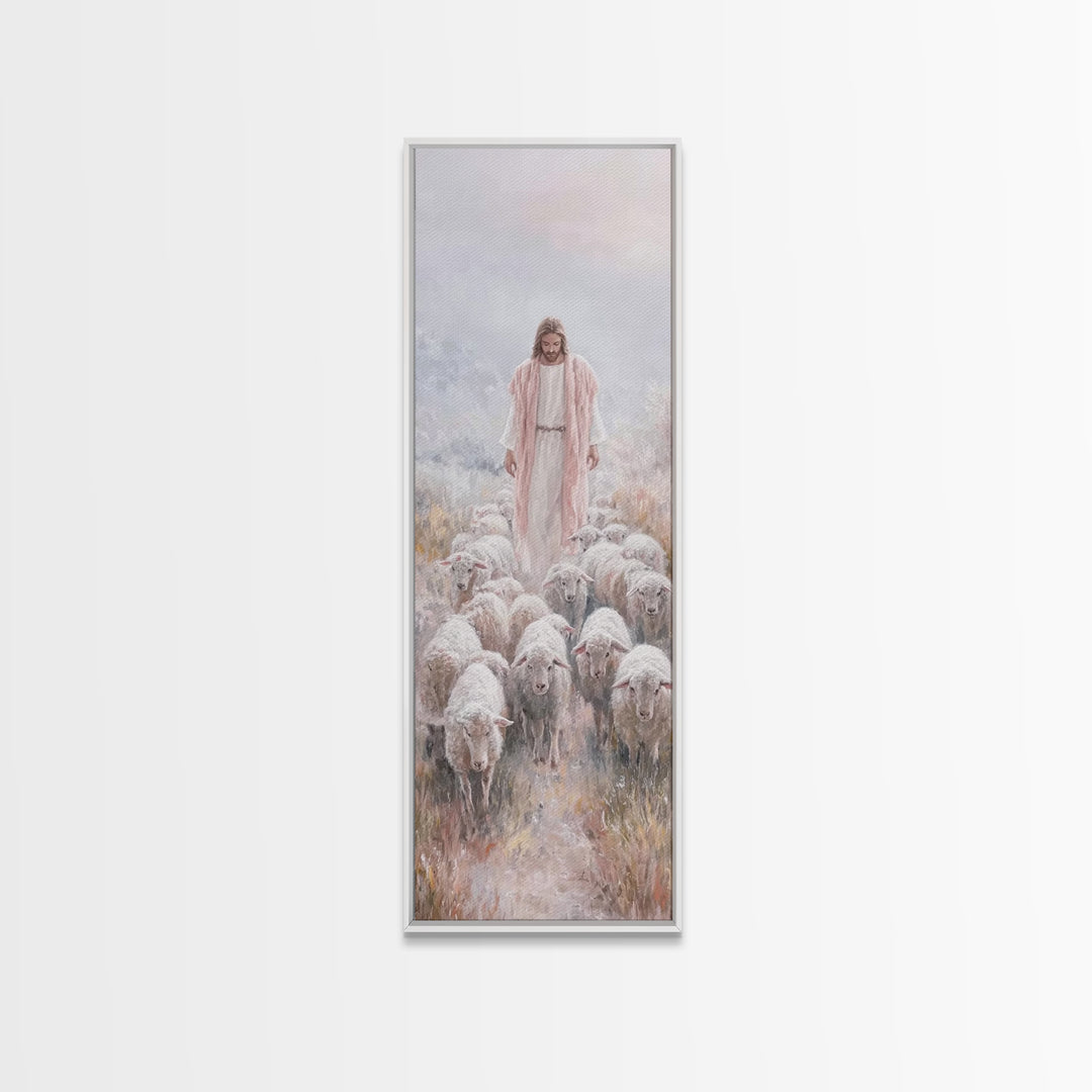 Radiant Flock Grace – Framed Canvas Print – Christian Art – Narrow Art – Jesus Painting Canvas – Christian Christmas Art – Modern Christian