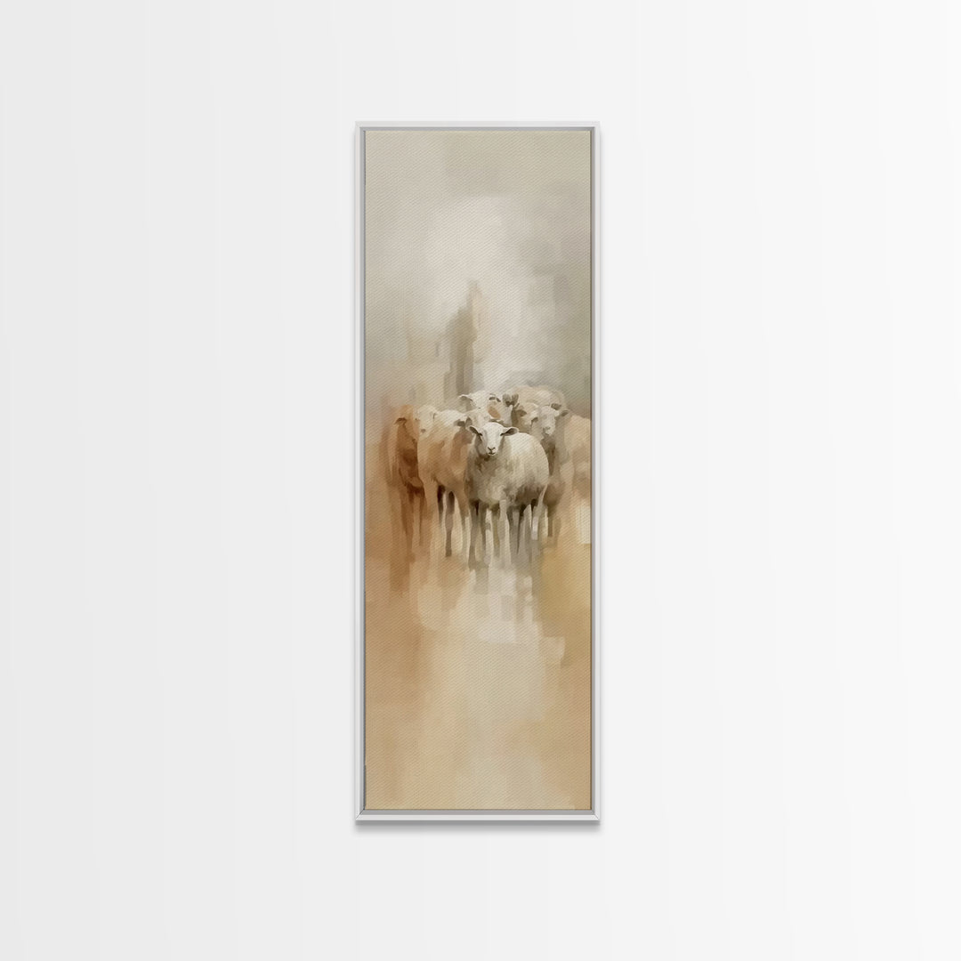 Holy Quiet Field | Framed Canvas Print | Christian Art Canvas | Tall Narrow Wall Art | Jesus Painting | Christian Christmas Art | Christian