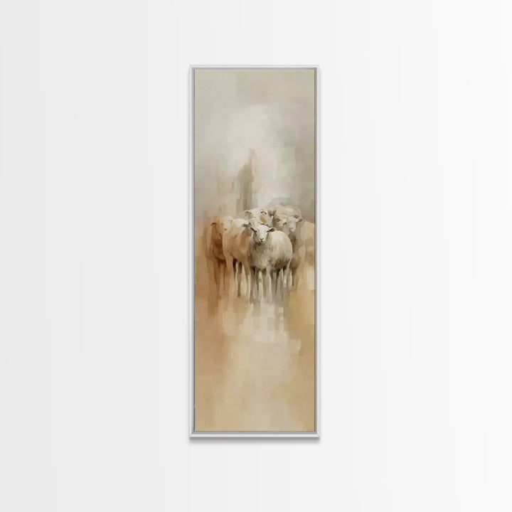 Holy Quiet Field | Framed Canvas Print | Christian Art Canvas | Tall Narrow Wall Art | Jesus Painting | Christian Christmas Art | Christian