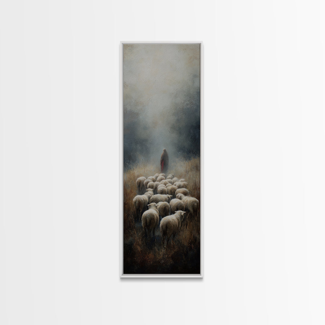 Guiding Light Meadow – Framed Canvas Print – Christian Christmas Art – Narrow Art – Jesus Painting – Christian Art Canvas – Christian Wall