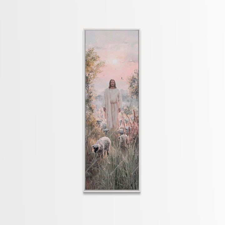 Grace In The Meadow – Framed Canvas Print – Christian Art Canvas – Christian Wall Art – Jesus Painting – Skinny Art – Christian Christmas A