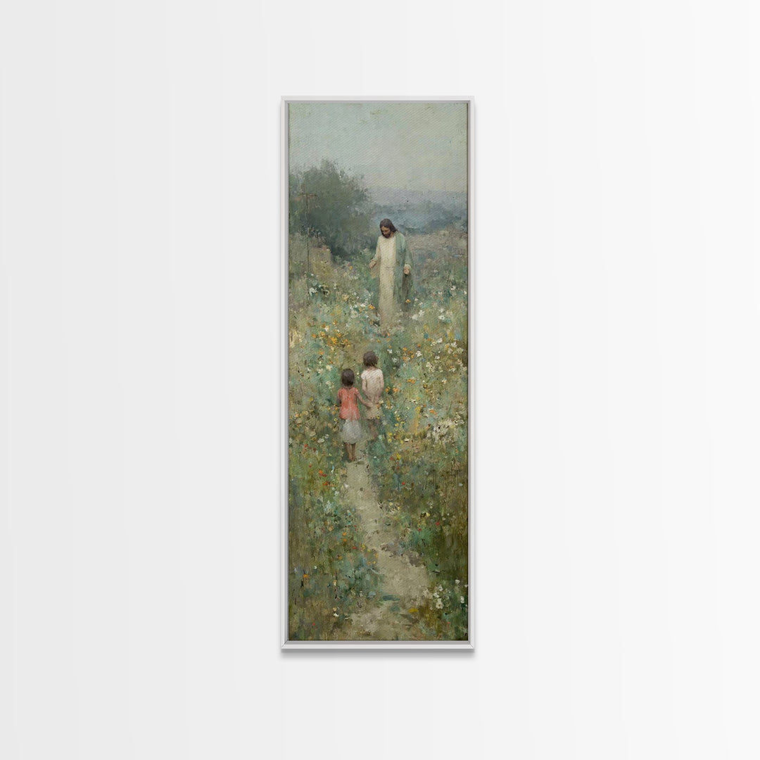 Blooming Promise – Framed Canvas Print – Christian Art Canvas – Christian Wall Art – Jesus Painting – Narrow Art – Christian Christmas Art