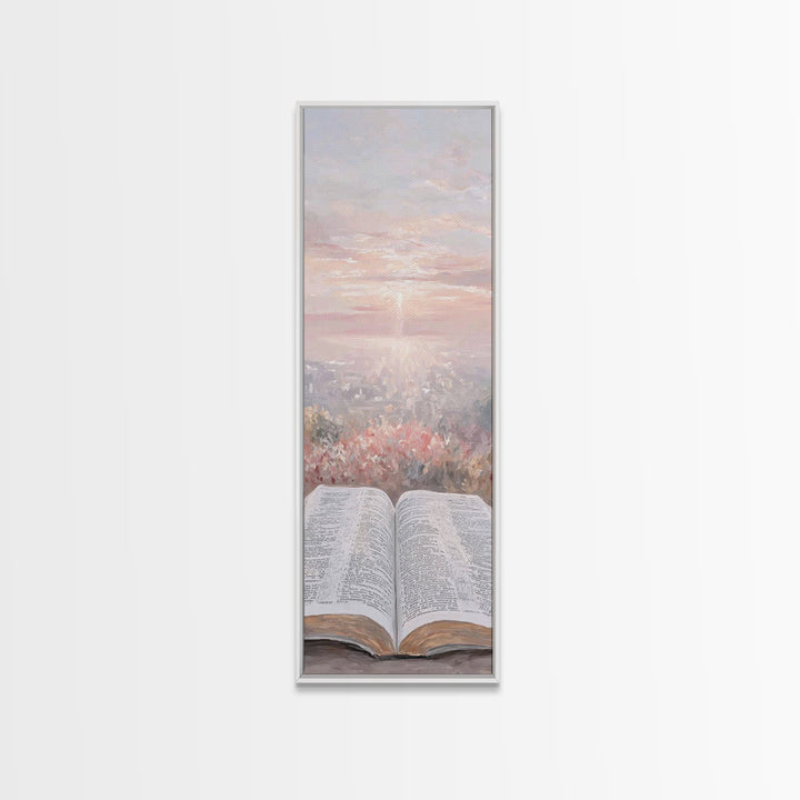 Dawn Of Scripture – Framed Canvas Print – Narrow Art – Christian Art – Christian Art Canvas – Christian Wall Art – Christmas Art – Christia