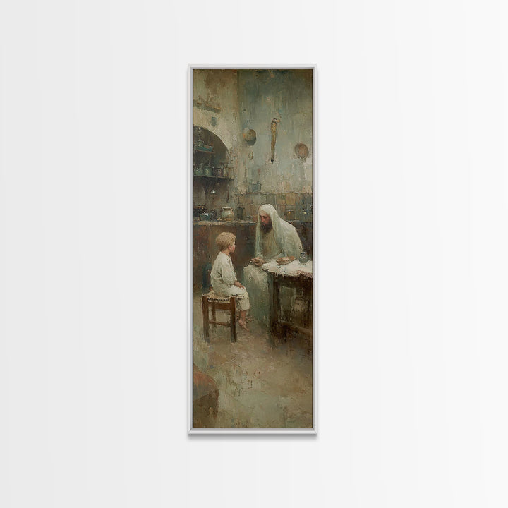 Quiet Teaching – Framed Canvas Print – Christian Art Canvas – Narrow Art – Christian Wall Art – Jesus Painting – Christmas Art