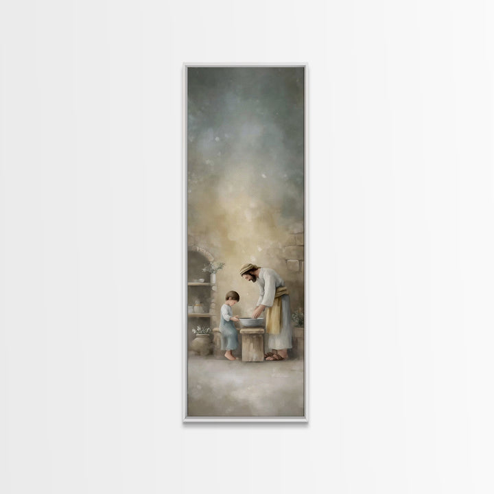 Humble Lessons | Framed Canvas Print | Christian Wall Art | Skinny Art | Christian Art Canvas | Jesus Painting | Christmas Art
