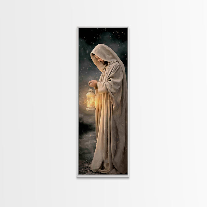 Path Of Warmth – Framed Canvas Print – Christian Wall Art – Christian Art Canvas – Jesus Painting – Skinny Art – Modern Christian Art – Nar