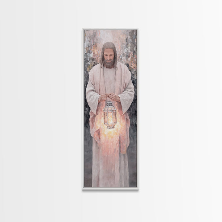 Radiant Night Watch – Framed Canvas Print – Christian Art Canvas – Skinny Art – Jesus Painting – Christian Wall Art – Narrow Art – Minimali