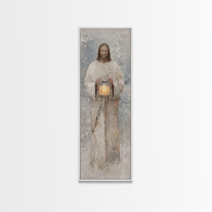 Calm Midnight Guide – Framed Canvas Print – Christian Wall Art – Jesus Painting – Christian Art Canvas – Skinny Art – Narrow Art – Modern C