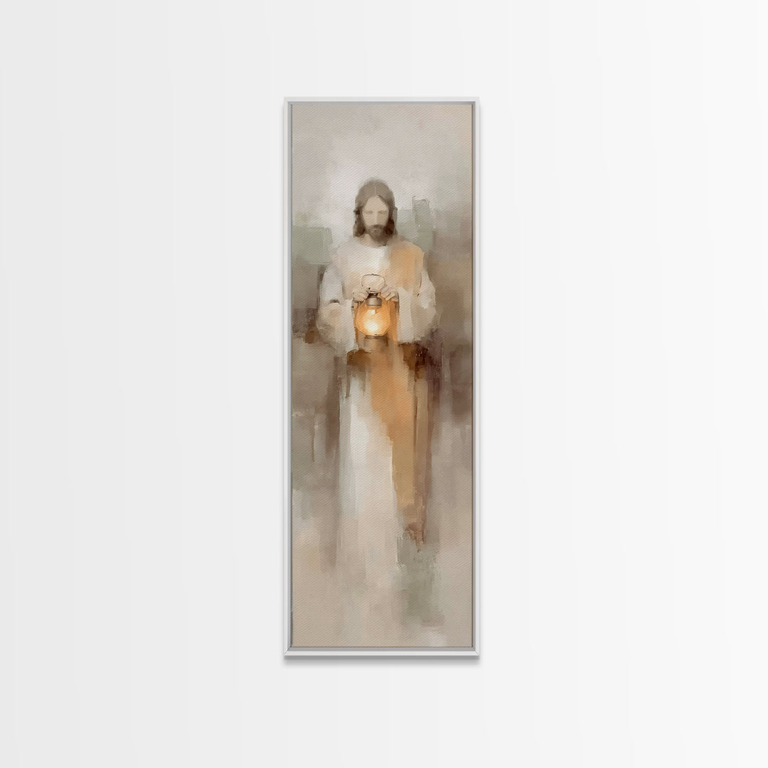 Stillness Of Light – Framed Canvas Print – Christian Art Canvas – Jesus Painting – Christian Wall Art – Skinny Art – Narrow Art – Modern Ch