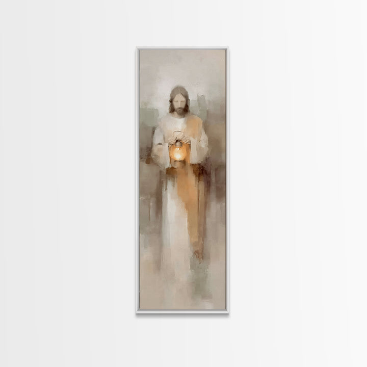 Stillness Of Light – Framed Canvas Print – Christian Art Canvas – Jesus Painting – Christian Wall Art – Skinny Art – Narrow Art – Modern Ch