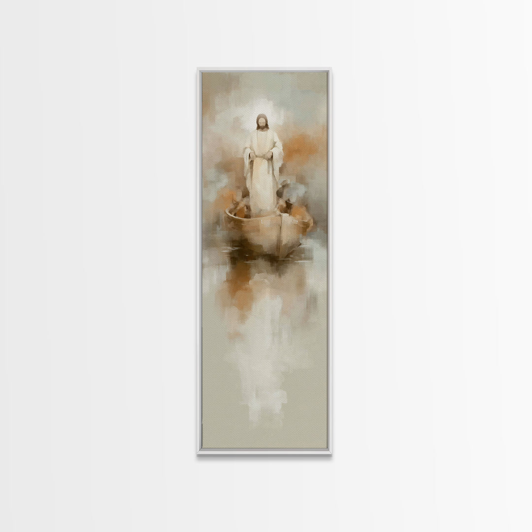 Harbor Of Peace – Framed Canvas Print – Tall Skinny Art Print – Christian Wall Art – Jesus Painting – Christian Art Canvas – Christmas Art