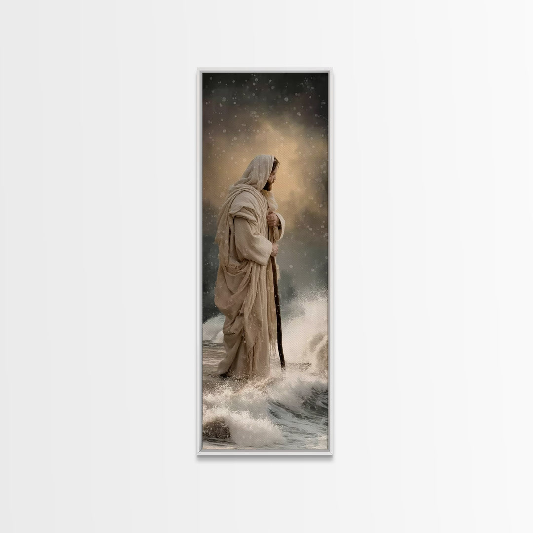 Stormless Horizon Light – Framed Canvas Print – Skinny Art – Jesus Painting – Christian Art – Christian Wall Art – Christian Christmas Art