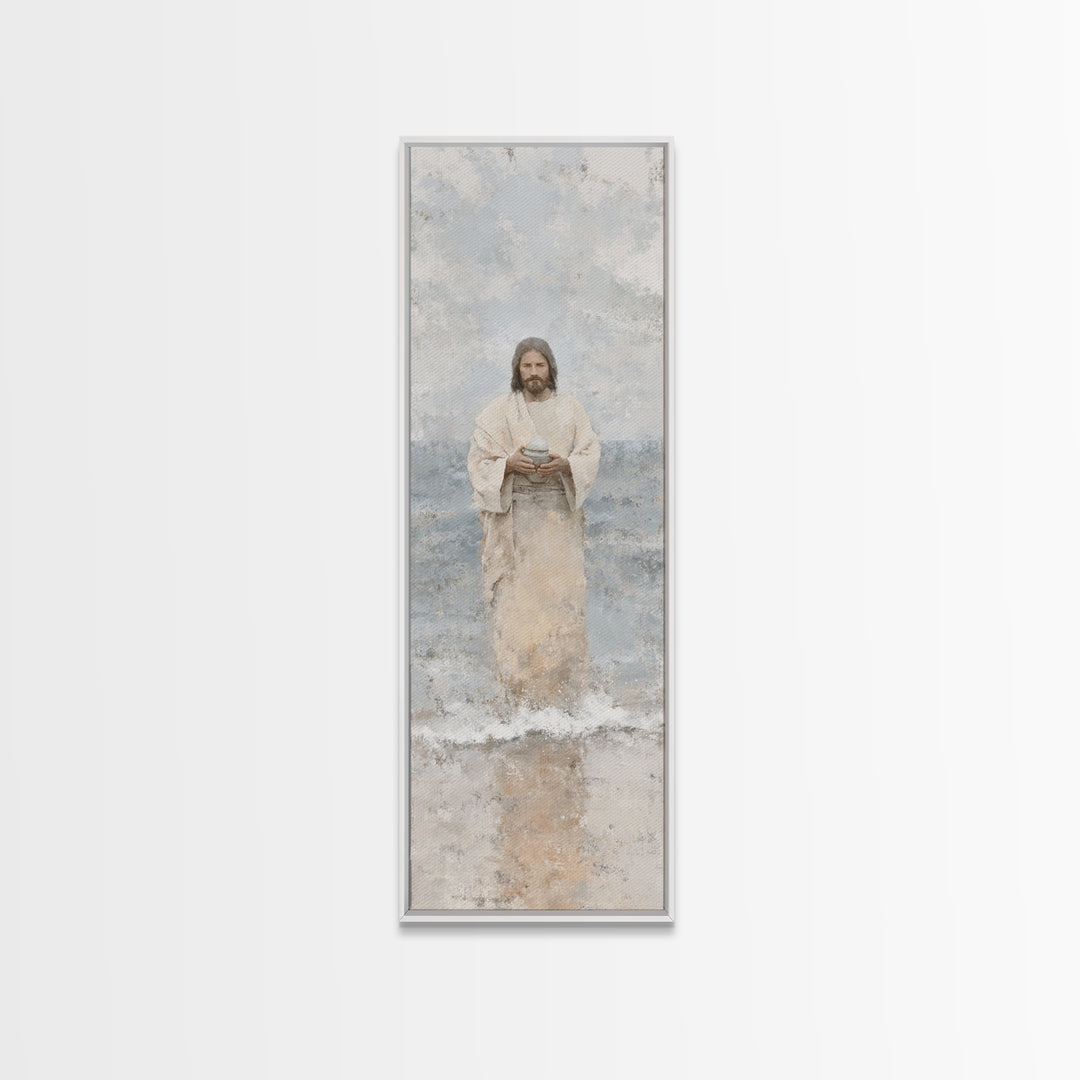 Heavenly Tide Path – Framed Canvas Print – Tall Narrow Wall Art – Christian Art Print – Jesus Painting – Christian Art Canvas – Christmas A