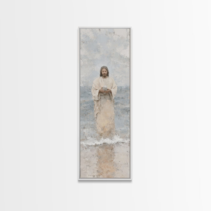 Heavenly Tide Path – Framed Canvas Print – Tall Narrow Wall Art – Christian Art Print – Jesus Painting – Christian Art Canvas – Christmas A