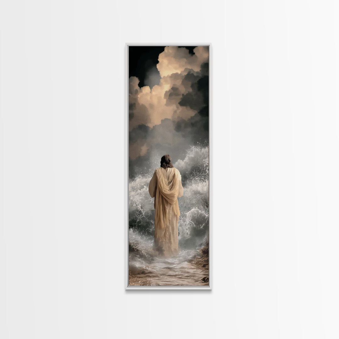 Eternal Sea Quiet | Framed Canvas Print | Skinny Art | Christian Wall Art | Jesus Painting | Christian Art Work | Christmas Art