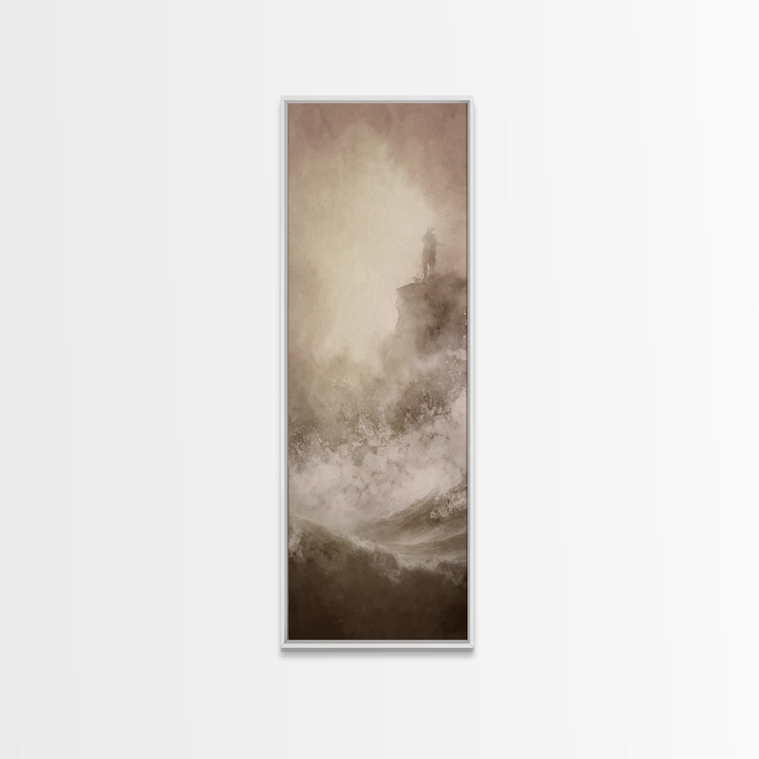 Cloudborne Serenity, Framed Canvas Print, Narrow Art, Christian Art Canvas, Christian Painting, Jesus Art Print, Christian Christmas Art