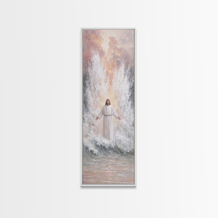 Heavenly Ascent | Framed Canvas Print | Tall Narrow Wall Art | Christian Wall Art | Jesus Painting | Christian Art Canvas | Christmas Art