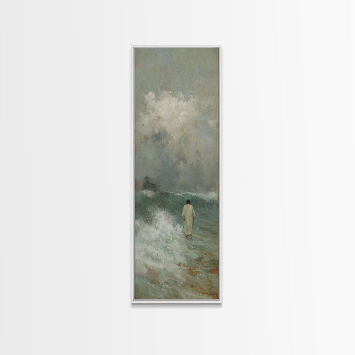 Stormless Grace, Framed Canvas Print, Tall Skinny Art Print, Christian Wall Art, Jesus Painting, Christian Canvas, Christmas Art