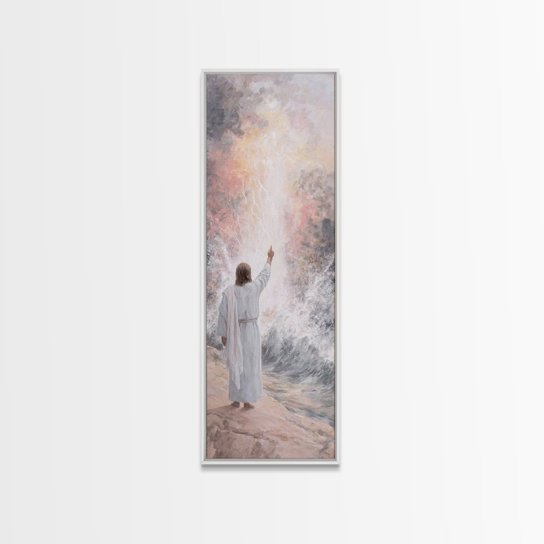 Light of Promise, Framed Canvas Print, Narrow Art, Christian Art Canvas, Jesus Painting, Christian Gift Ideas, Christmas Decor