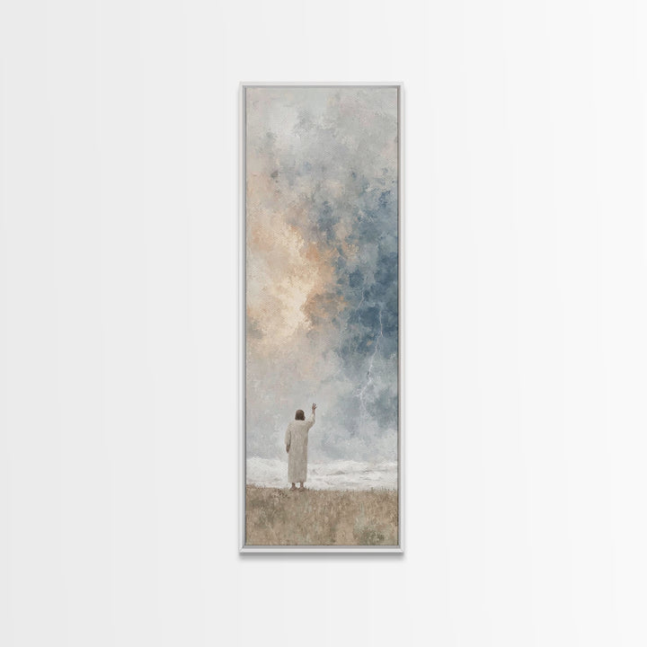 Thunder Glory | Framed Canvas Print | Tall Skinny Art Print | Christian Wall Art | Jesus Painting | Christian Christmas Art | Christian Dec