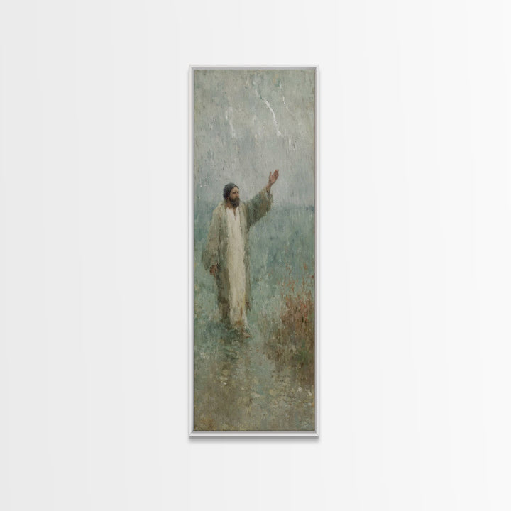 Eternal Shelter, Framed Canvas Print, Tall Narrow Wall Art, Christian Art, Jesus Painting, Christian Canvas, Christmas Art