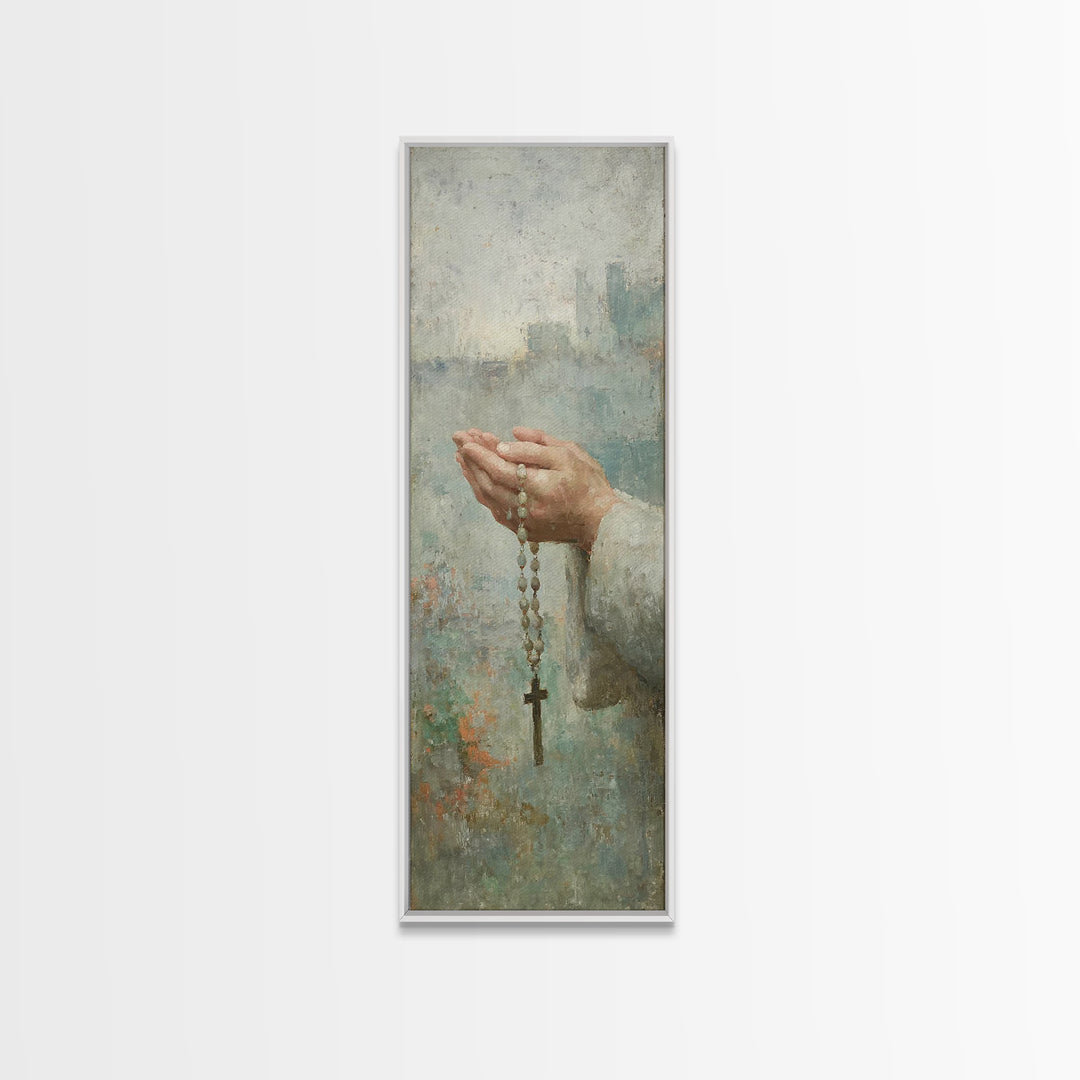Hands Of Devotion – Framed Canvas Print – Christian Art Canvas – Christian Wall Art – Narrow Art – Christian Art – Christian Decoration – C