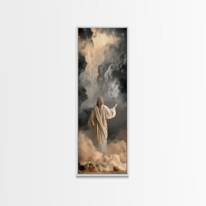 Storms Of Covenant – Framed Canvas Print – Christian Wall Art – Jesus Painting – Narrow Art – Christian Art Canvas – Christian Decor