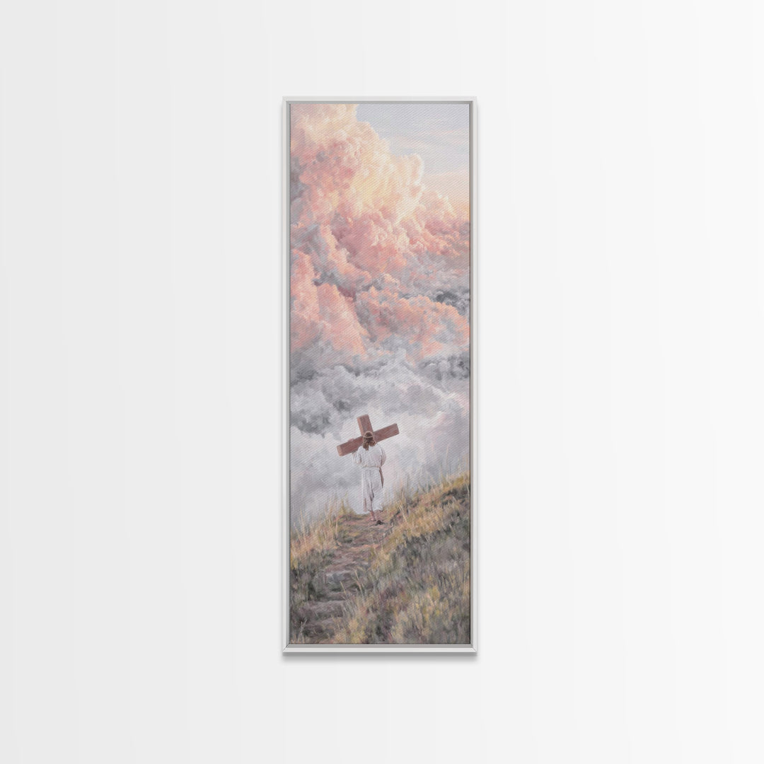 Gentle Embrace – Framed Canvas Print – Christian Wall Art – Jesus Painting Canvas – Skinny Art – Christian Art Print – Christian Christmas