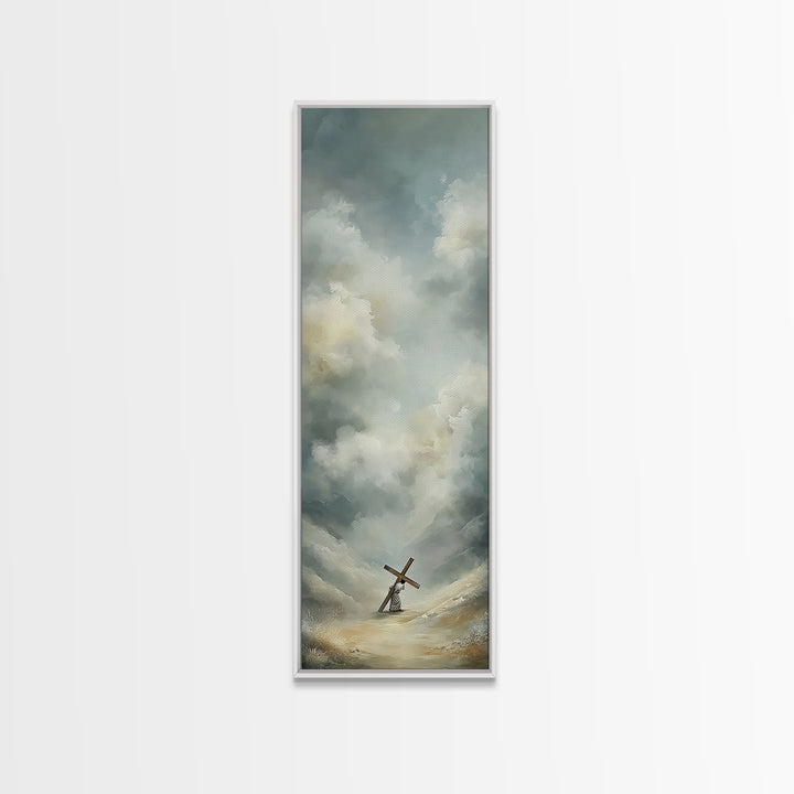 Comforting Light, Framed Canvas Print, Christian Wall Art, Modern Christian Art, Narrow Art, Jesus Painting Canvas, Christian Decorations