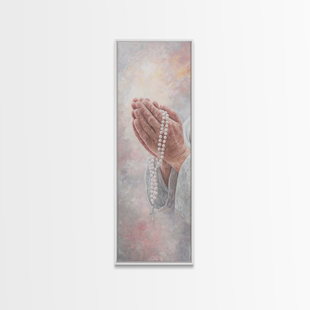 Prayerful Light – Framed Canvas Print – Christian Art – Christian Art Canvas – Skinny Art – Christian Wall Art – Christian Gift Ideas – Chr