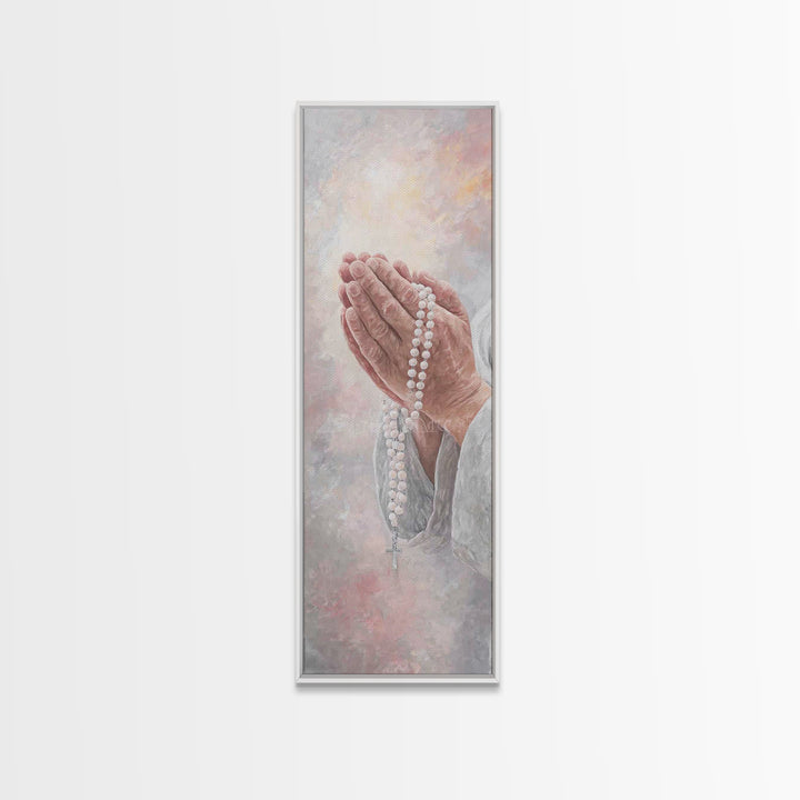Prayerful Light – Framed Canvas Print – Christian Art – Christian Art Canvas – Skinny Art – Christian Wall Art – Christian Gift Ideas – Chr