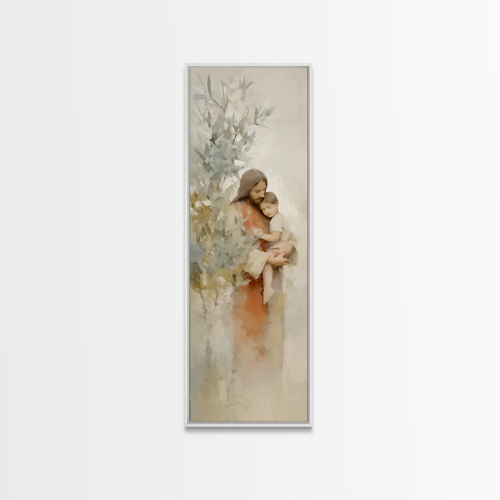 Olive Tree Promise | Framed Canvas Print | Christian Art Canvas | Jesus Painting | Modern Christian Art | Skinny Art | Christian Wall Art |