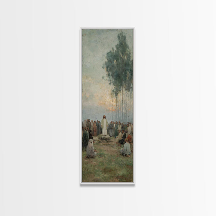 Shoreline Grace | Framed Canvas Print | Christian Art Print | Jesus Painting | Christian Wall Art | Tall Narrow Wall Art | Christian Christ
