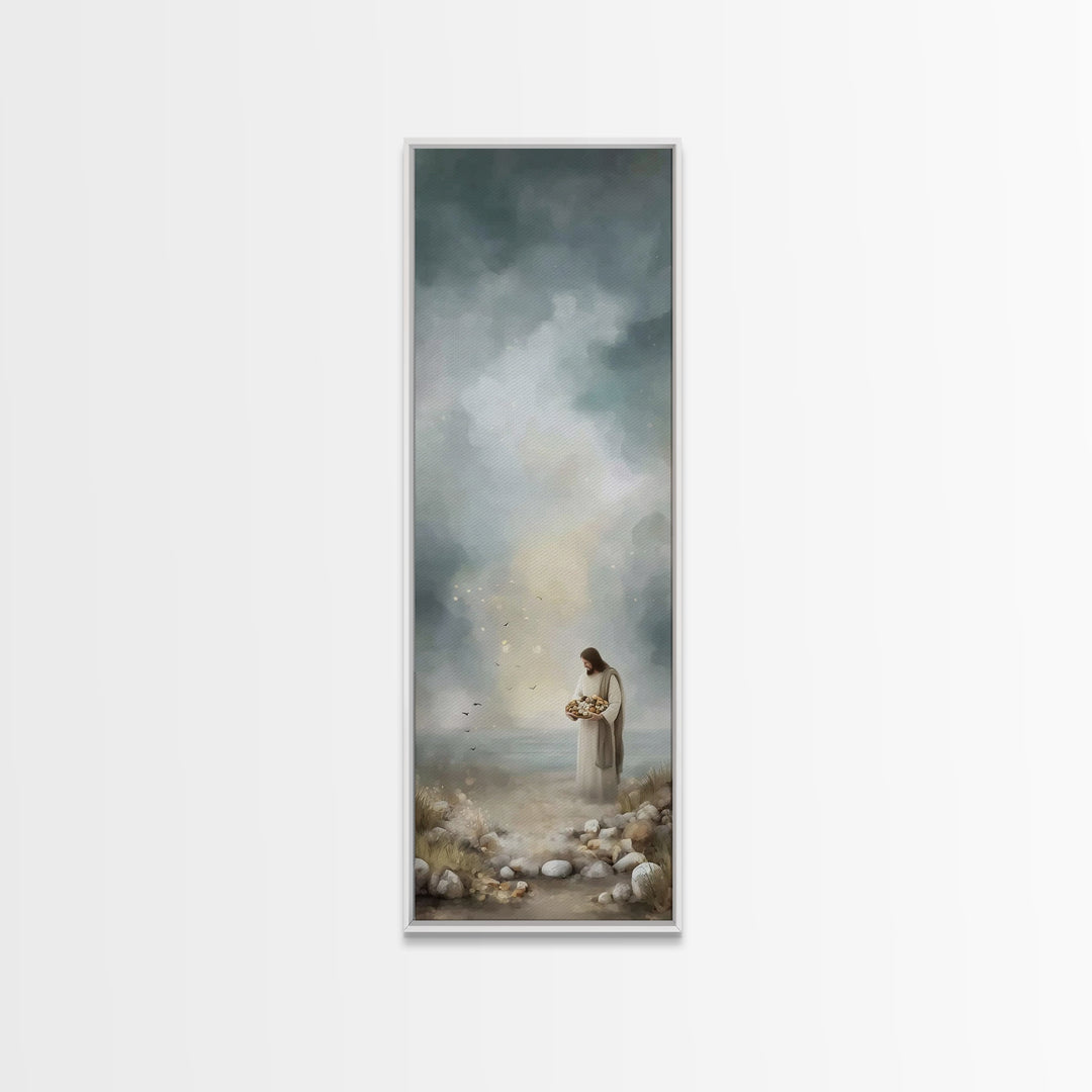 Bread Of Hope | Framed Canvas Print | Christian Wall Art | Jesus Painting | Christian Art Canvas | Modern Christian Art | Narrow Art | Chri