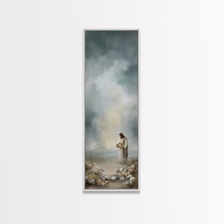 Bread Of Hope | Framed Canvas Print | Christian Wall Art | Jesus Painting | Christian Art Canvas | Modern Christian Art | Narrow Art | Chri